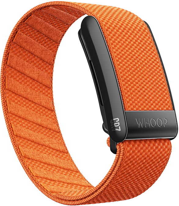 Whoop SuperKnit band Cristiano Ronaldo special edition in vibrant orange, designed for high-performance sports enthusiasts.سوار ووب سيور سوبرنيت النسخة الخاصة بكريستيانو رونالدو باللون البرتقالي المميز، مصمم خصيصًا لمحبي الأداء الرياضي العالي.