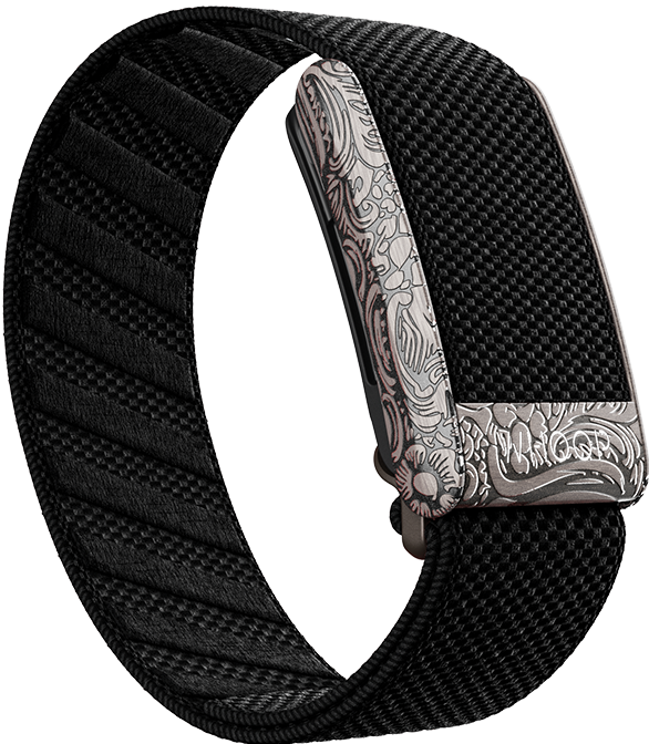 "Introducing Obsidian, the latest addition to the Etched Metal SuperKnit Band collection. Discover the intricate details of unique engraved metal hardware paired with ultra-comfortable SuperKnit material, exclusively available at Strapco Store. Compatible with WHOOP® 4.0. #Strapco #Whoop #ObsidianBand #EtchedCollection"