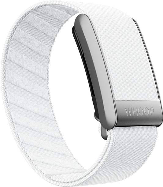 White Chank Band by Whoop, a sleek and durable fitness band designed for optimal performance, available exclusively at Strapcostore